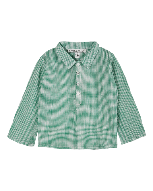 Kurta coton créponné vichy vert