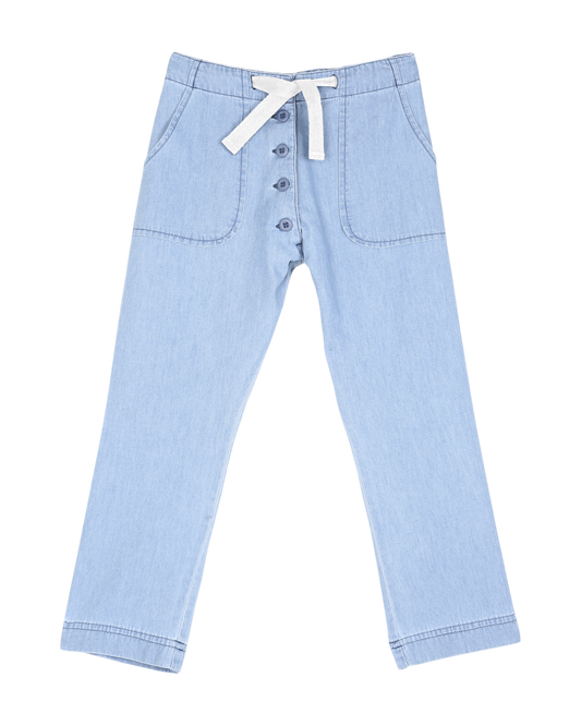Pantalon en coton chambray