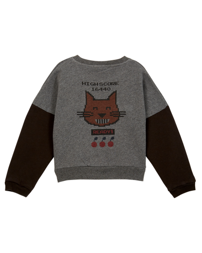 Sweat bicolore coton bio gris chiné foncé