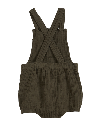 Salopette double gaze de coton kaki