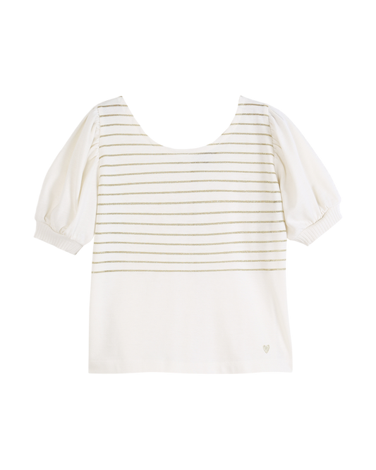 T-shirt marinière coton bio rayures écru
