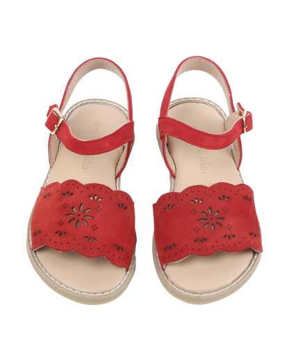 Sandales en cuir coquelicot