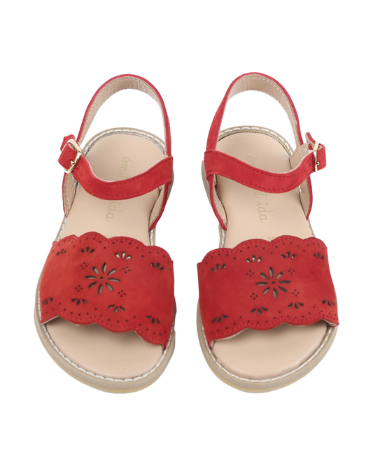 Sandales en cuir coquelicot