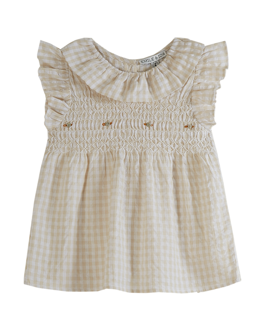 Blouse seersucker beige