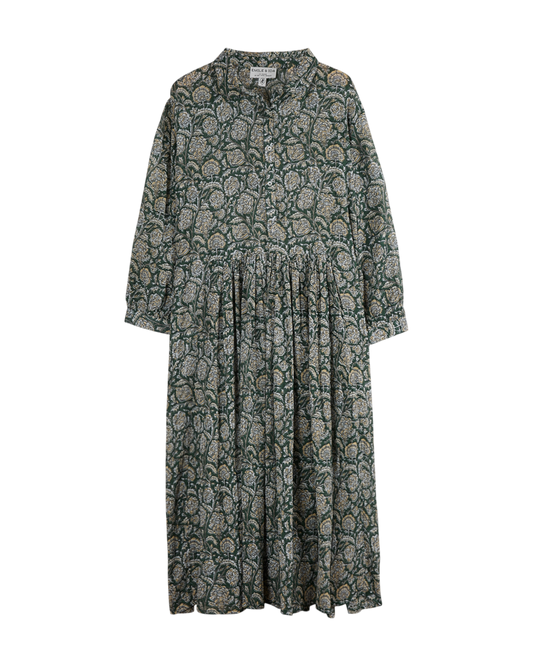 Robe longue camélia vert