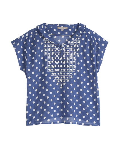 Blouse à pois bleu