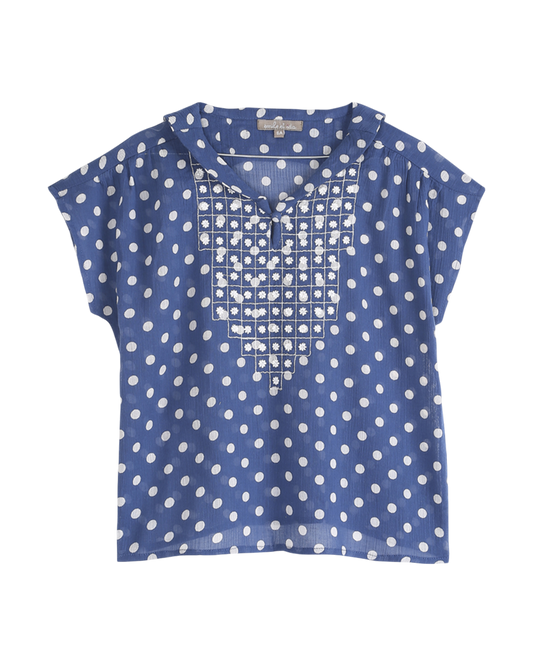 Blouse à pois bleu
