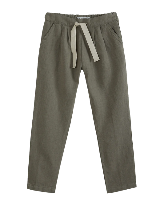 Pantalon lin et coton vert