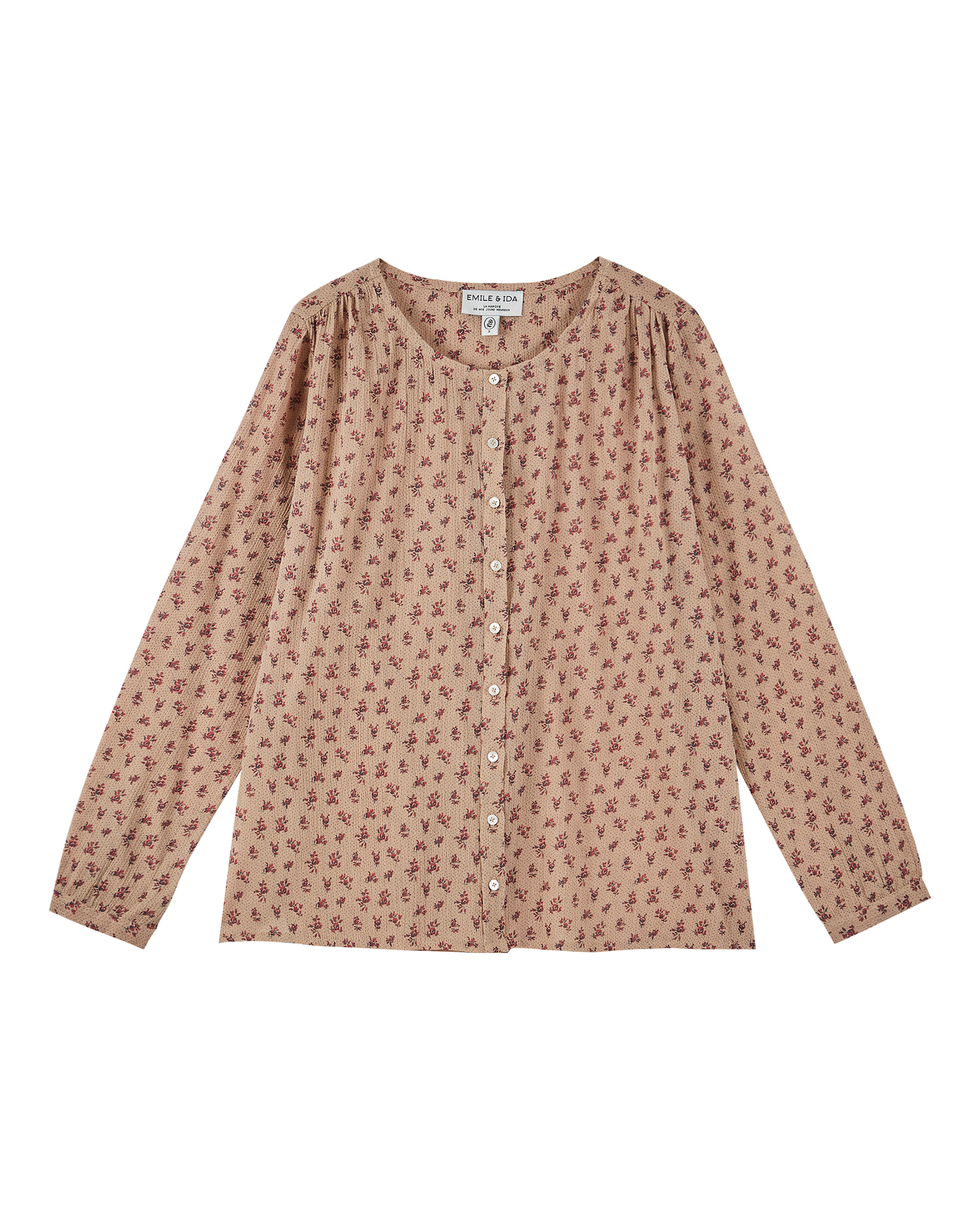 Blouse crépon fleurette rose