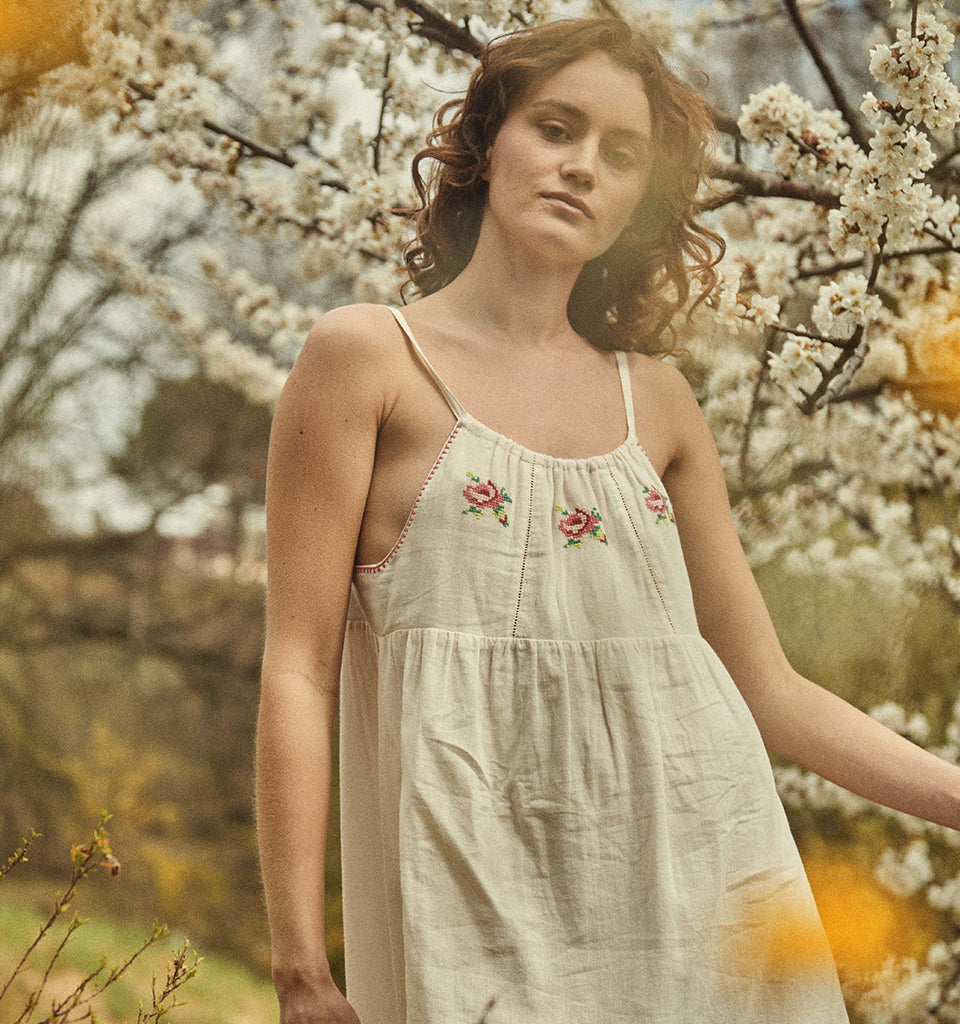 Robe voile de coton crème