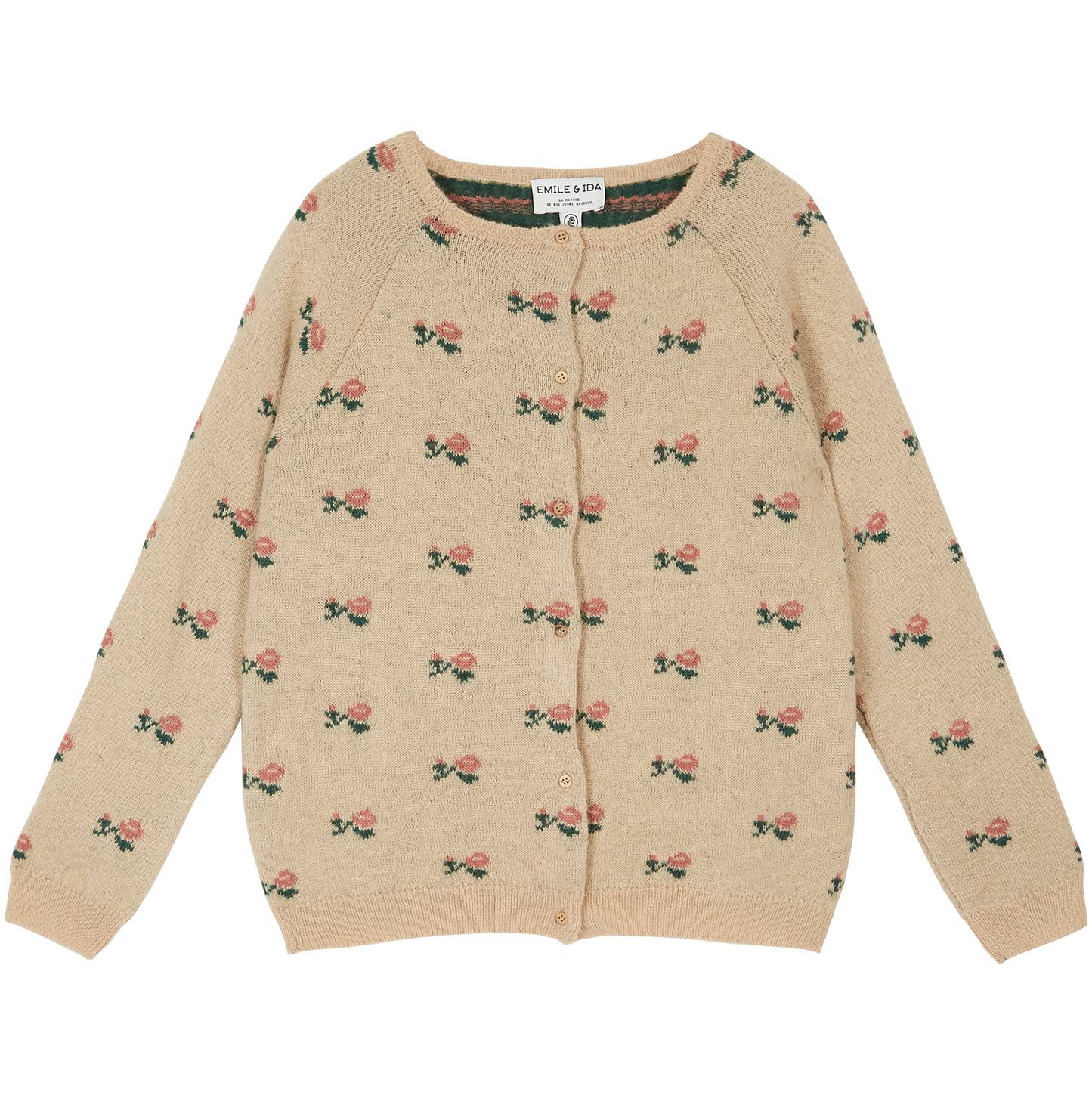 Cardigan jacquard laine d'alpaga beige