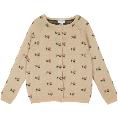 Cardigan jacquard laine d'alpaga beige