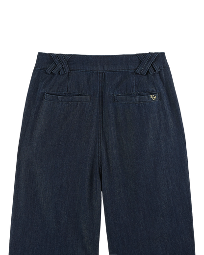 Pantalon carotte coton bio denim bleu foncé