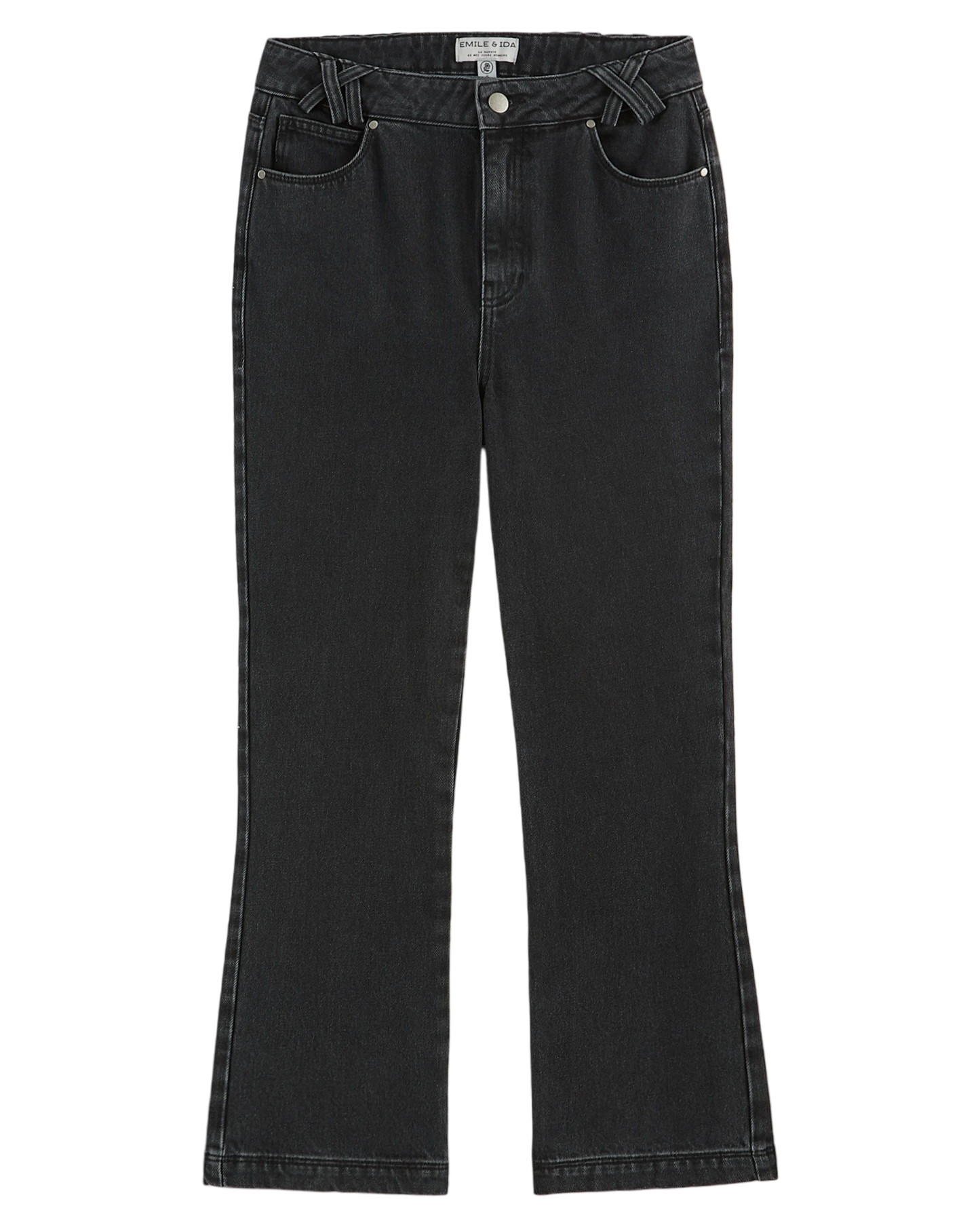 Pantalon flare en denim gris foncé