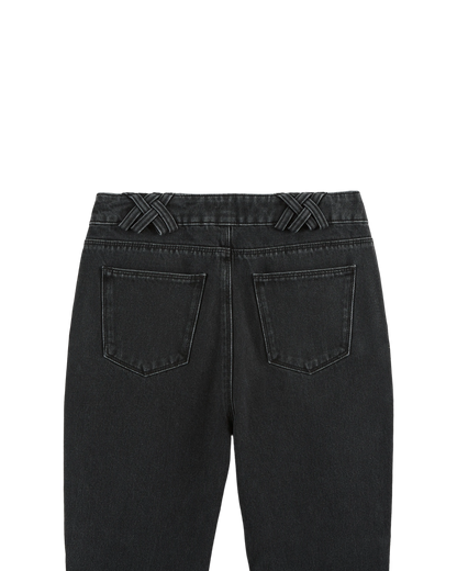 Pantalon flare en denim gris foncé