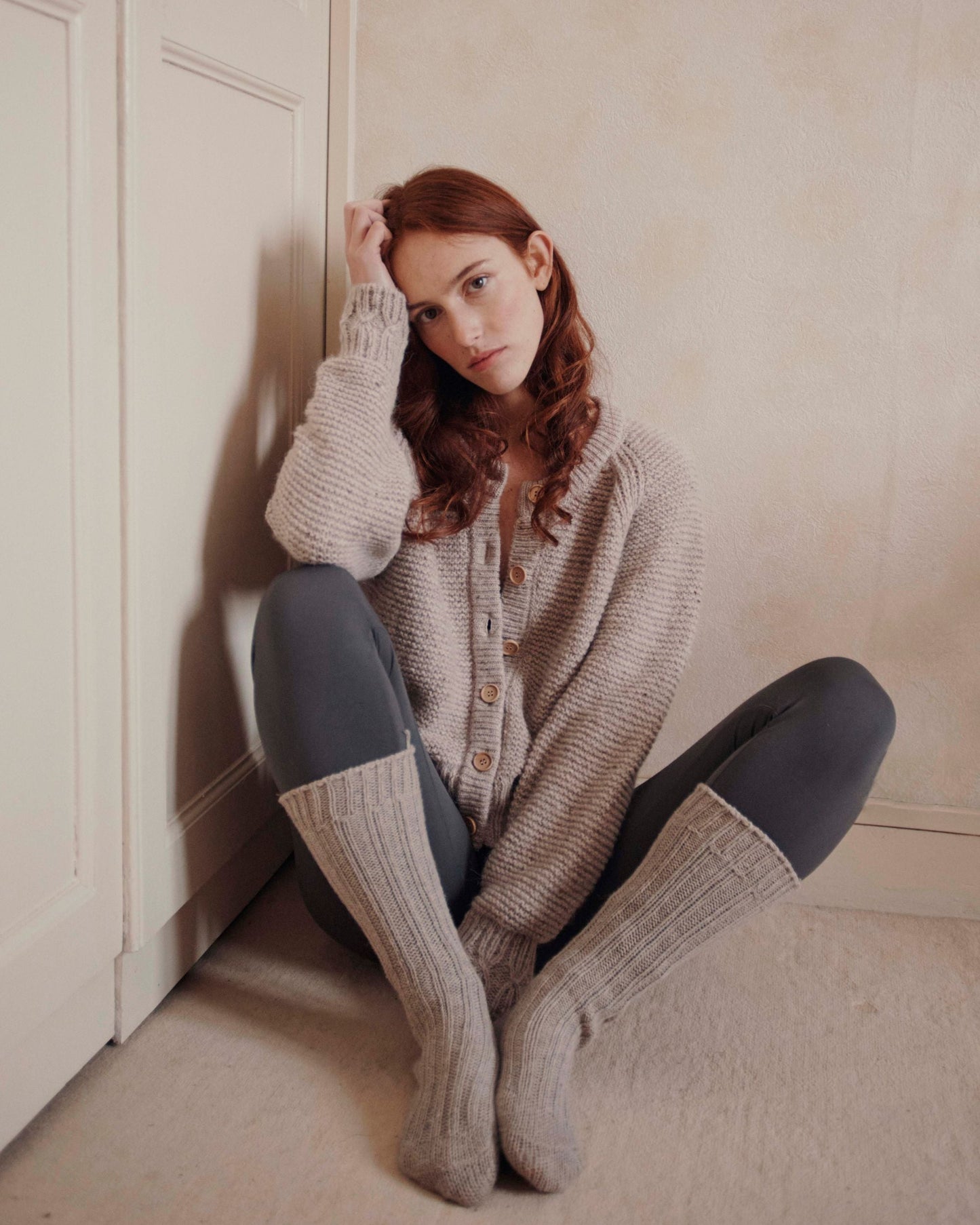 Cardigan en laine argile