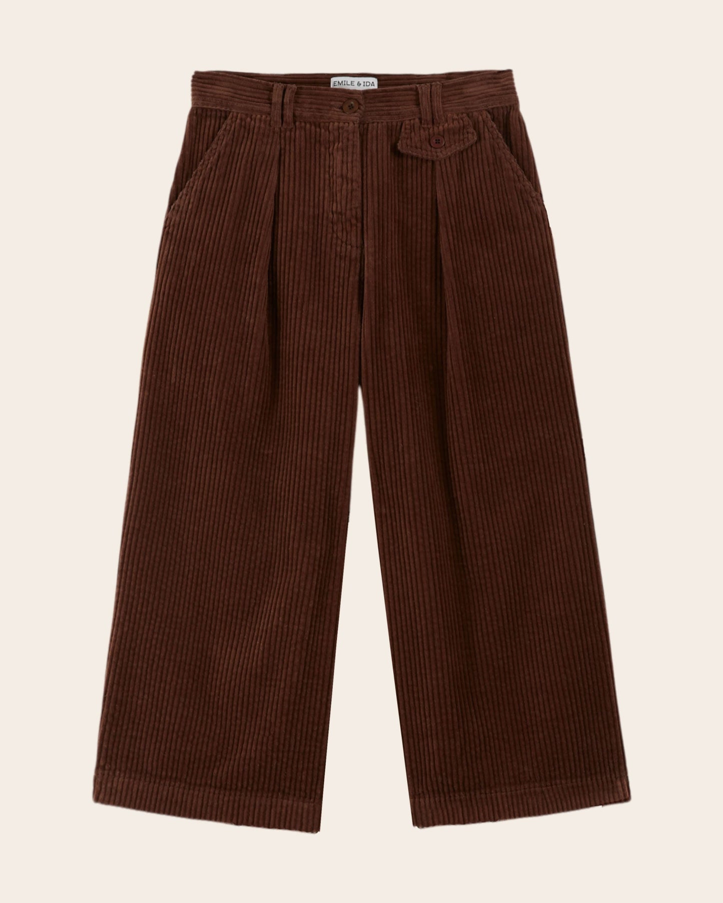 Pantalon - 7/8 velours cotelé marron