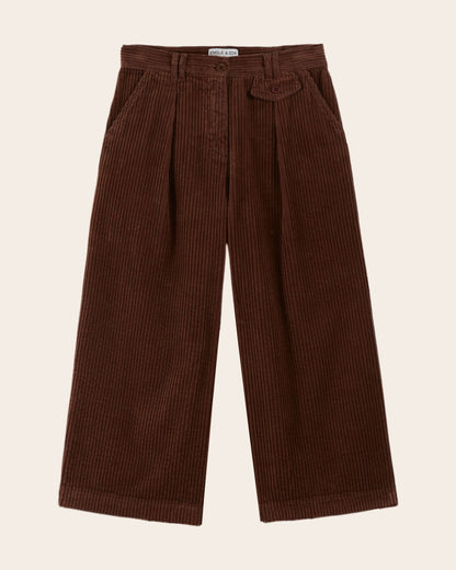 Pantalon - 7/8 velours cotelé marron