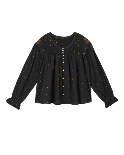 Blouse brodée noire