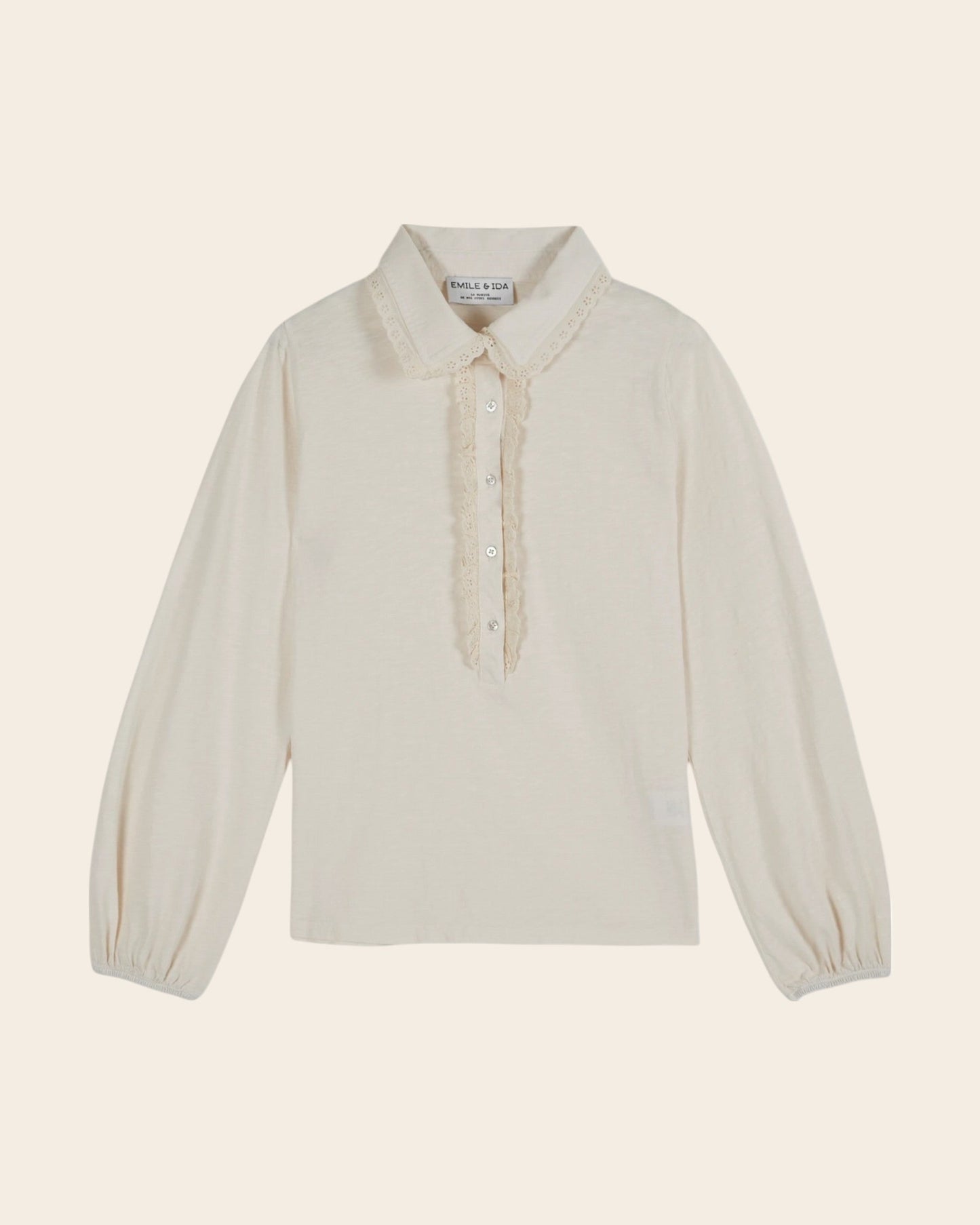 T-shirt - Broderie anglaise coton bio crème