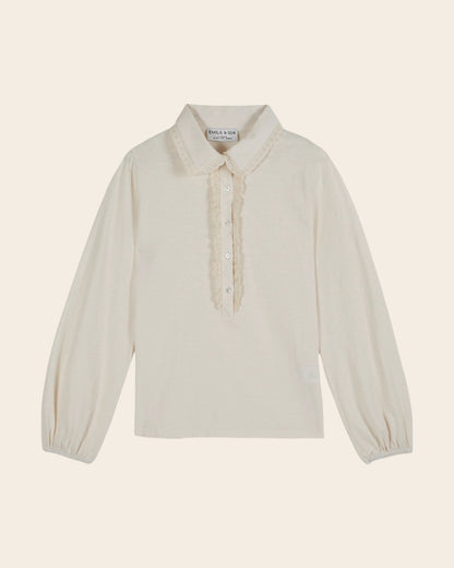 T-shirt - Broderie anglaise coton bio crème