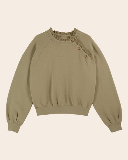 Sweat - Broderie anglaise coton bio kaki