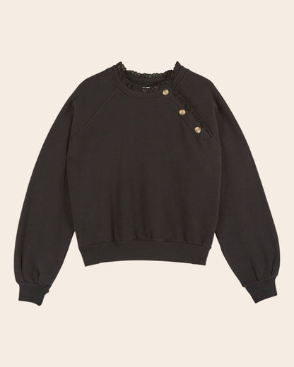 Sweat - Broderie anglaise coton bio noir