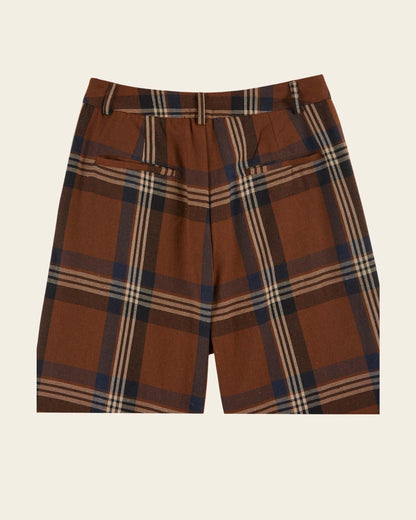 Pantalon - Large à carreaux marron