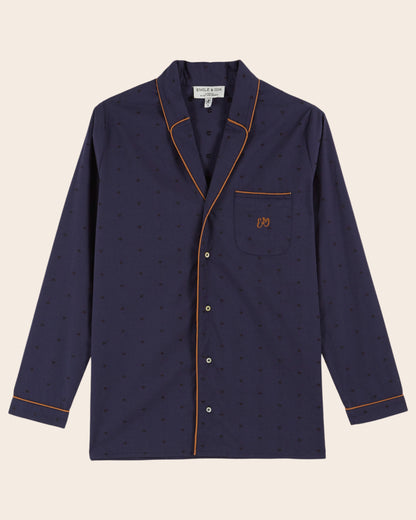 Pyjama femme - Coeurs brodés navy