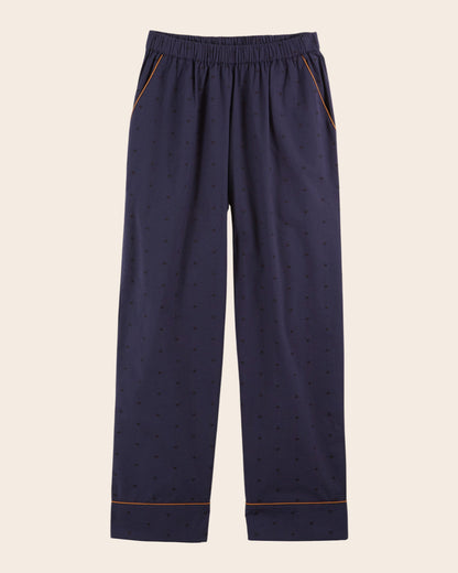 Pyjama femme - Coeurs brodés navy