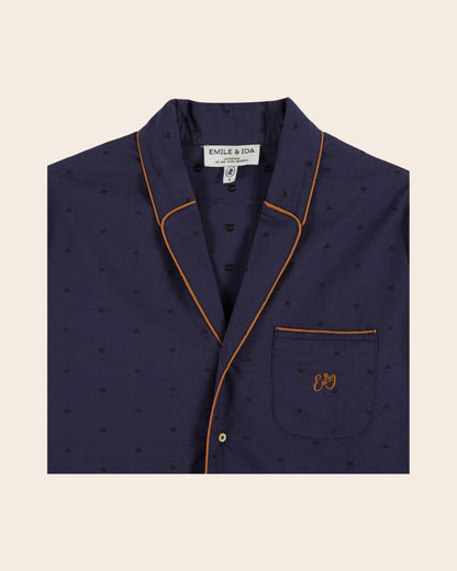 Pyjama femme - Coeurs brodés navy