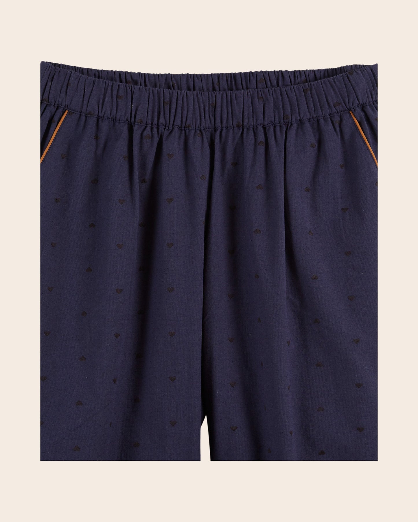 Pyjama femme - Coeurs brodés navy