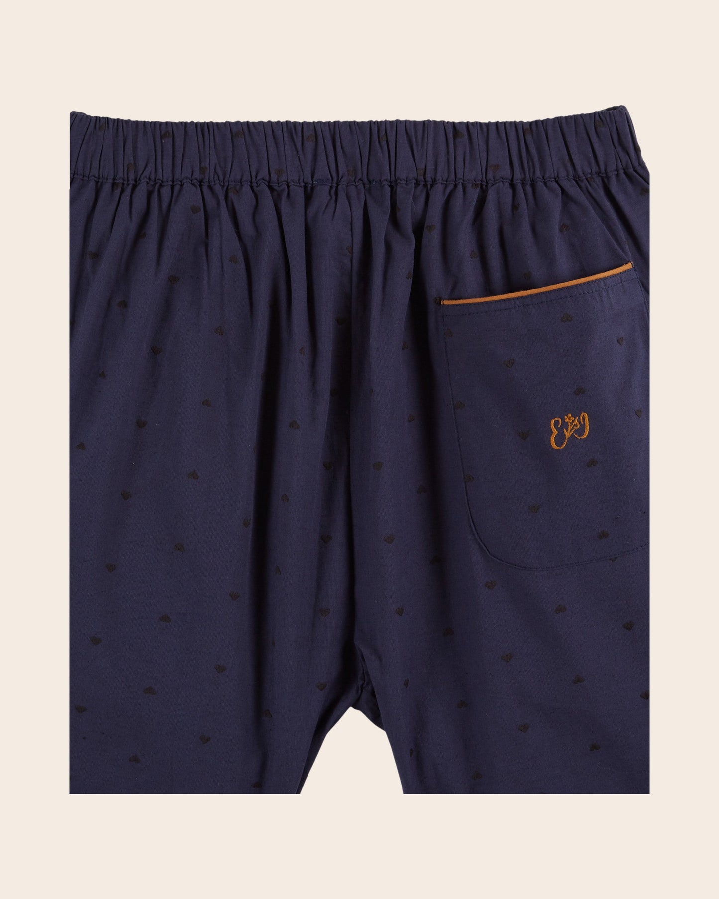 Pyjama femme - Coeurs brodés navy