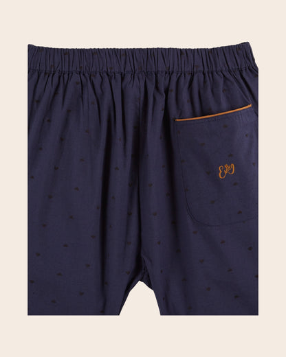Pyjama femme - Coeurs brodés navy