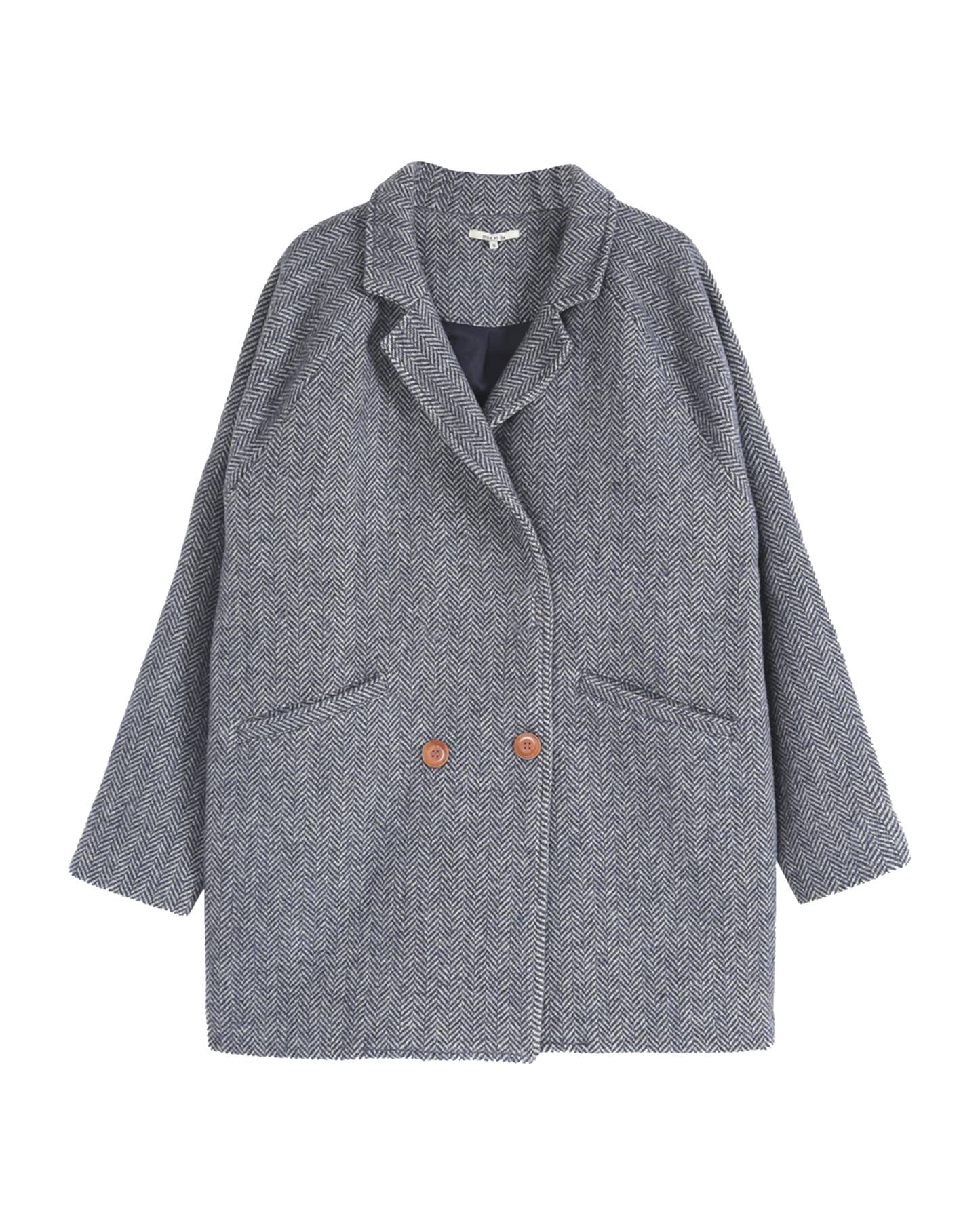 Manteau en laine à chevrons marine