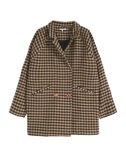 Manteau laine vichy beige