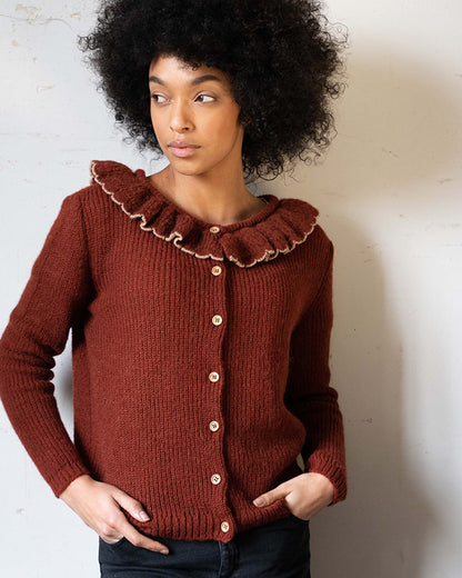 Cardigan collerette rouille lurex femme