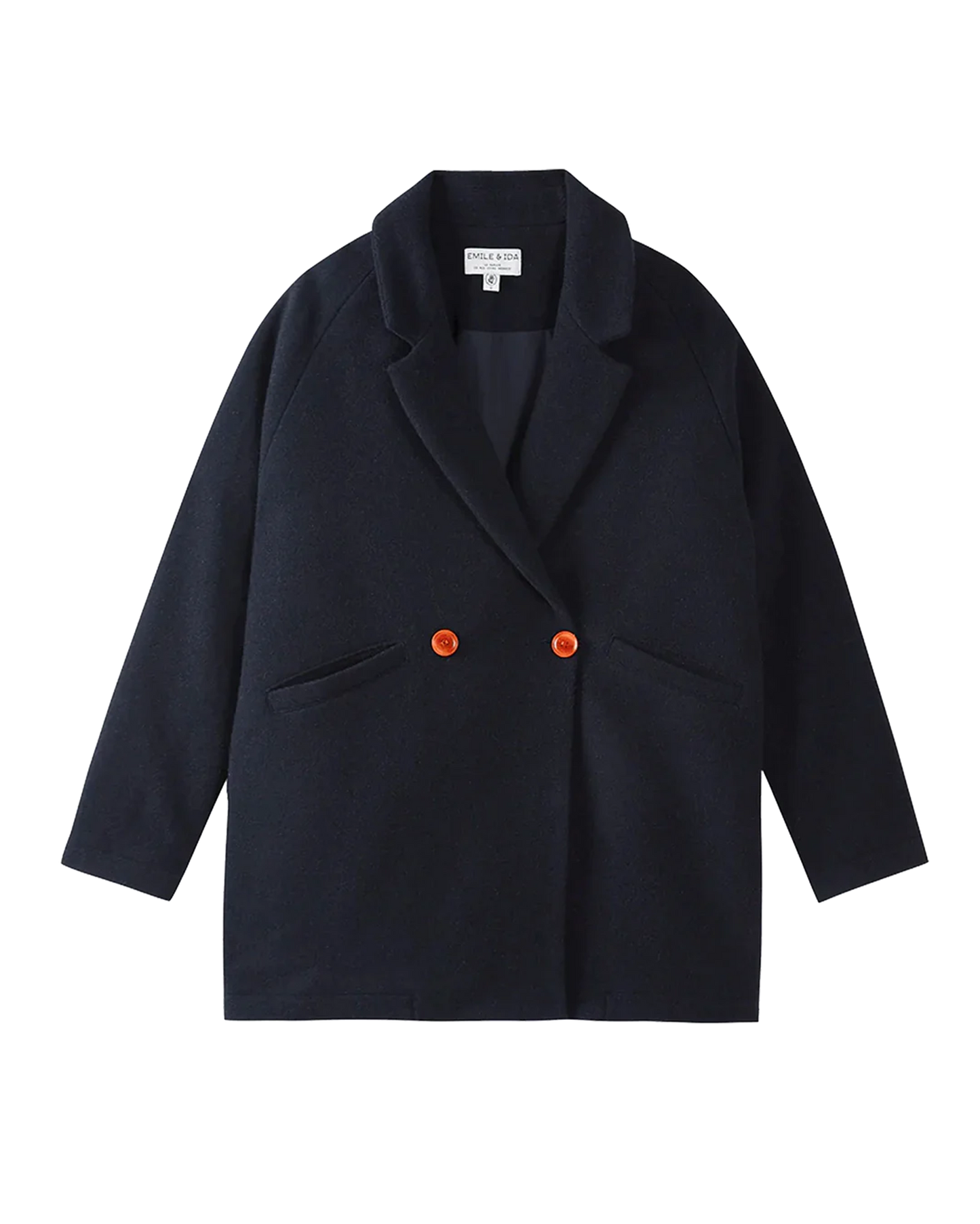 Manteau trois quart laine marine
