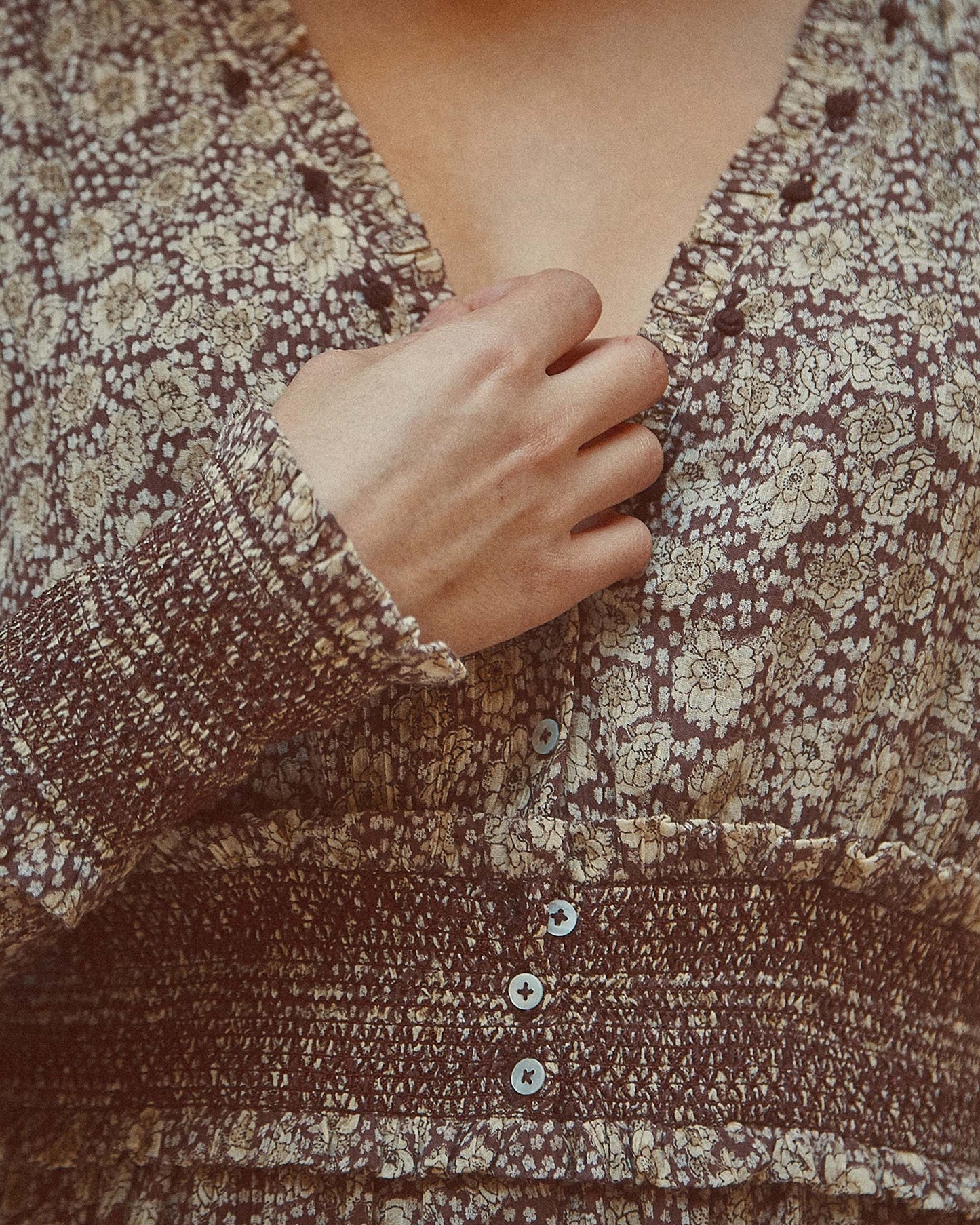 Robe longue coton floral seventies