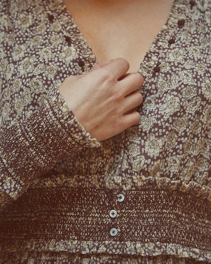 Robe longue coton floral seventies