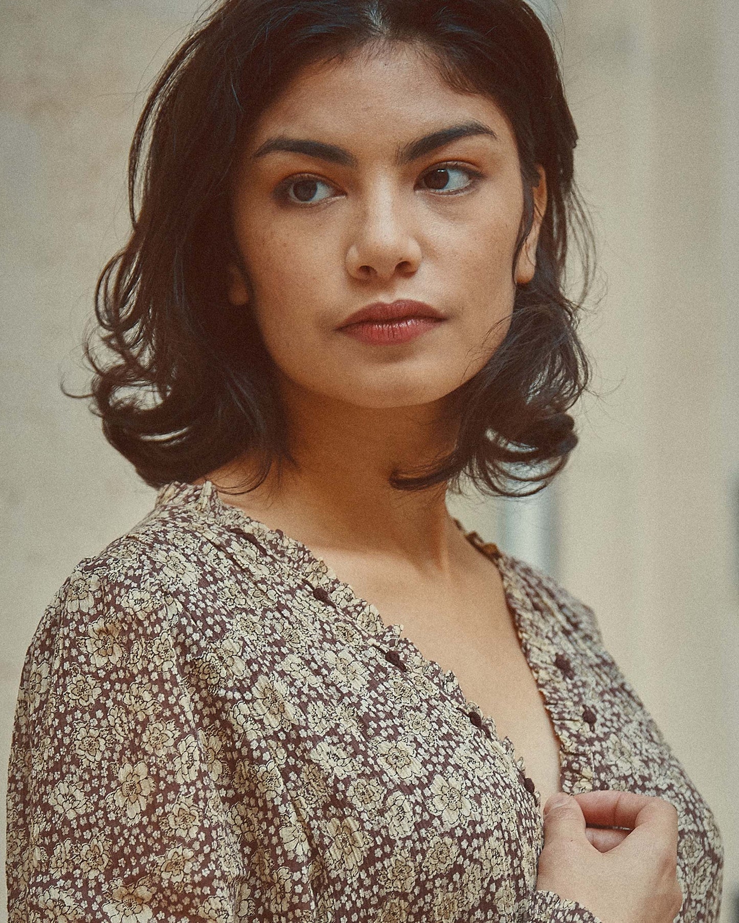 Robe longue coton floral seventies
