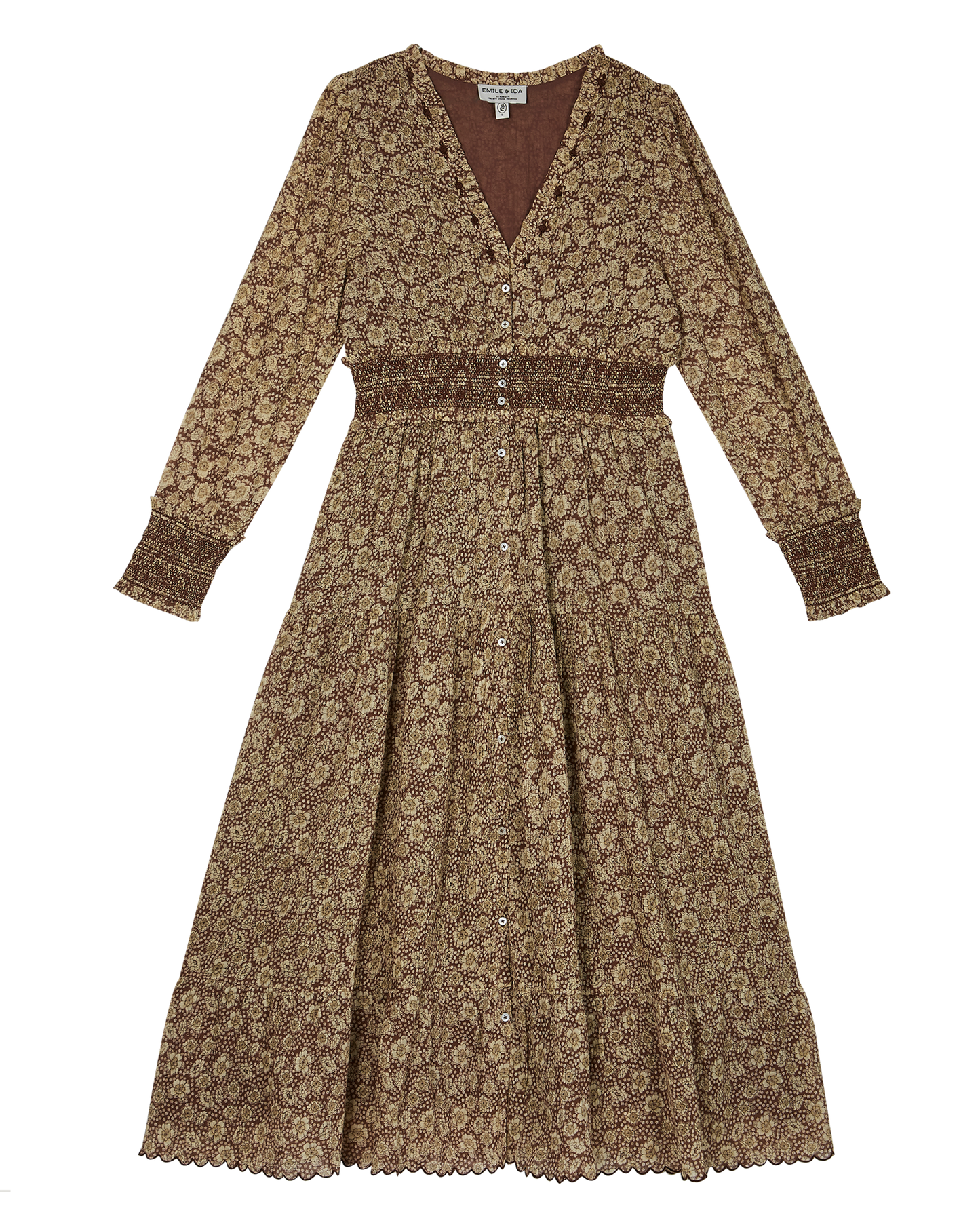 Robe longue coton floral seventies