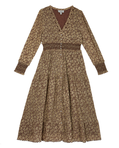 Robe longue coton floral seventies
