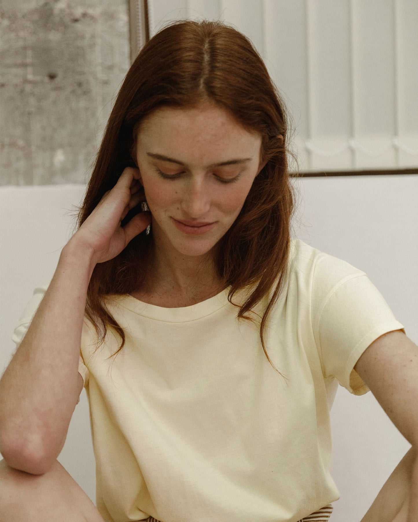 T-shirt coton et teinture bio jaune pâle