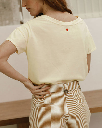 T-shirt coton et teinture bio jaune pâle