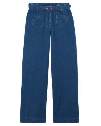 Pantalon toile de coton denim bleu