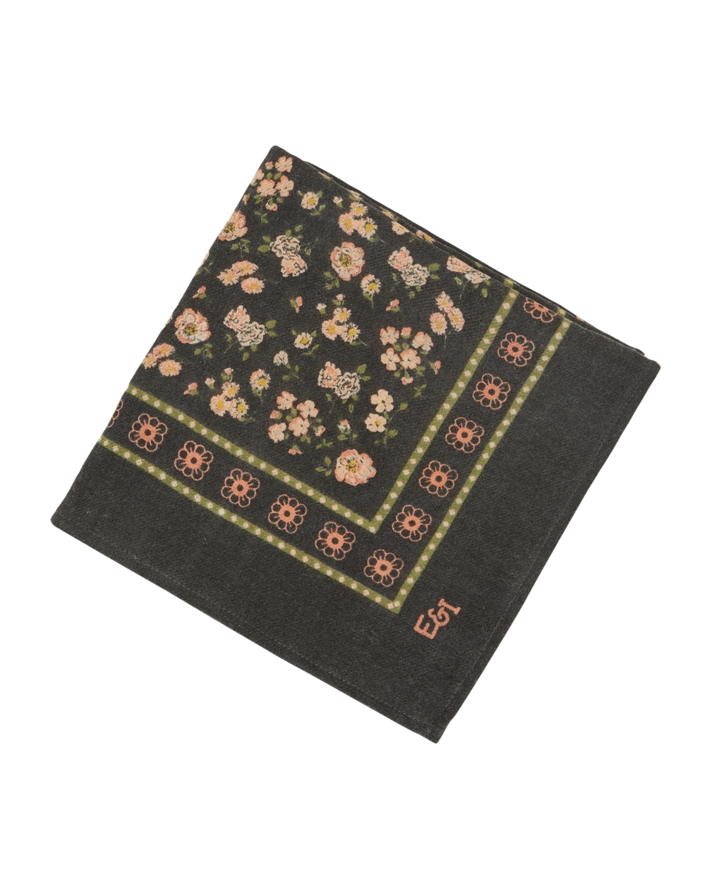 Foulard champêtre noir 100x100cm