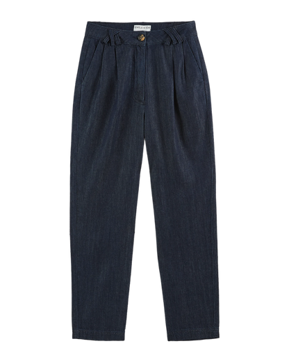 Pantalon carotte coton bio denim bleu foncé