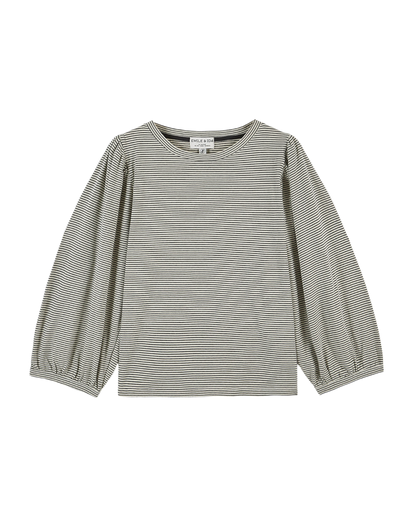 T-shirt coton bio rayures écru et noir