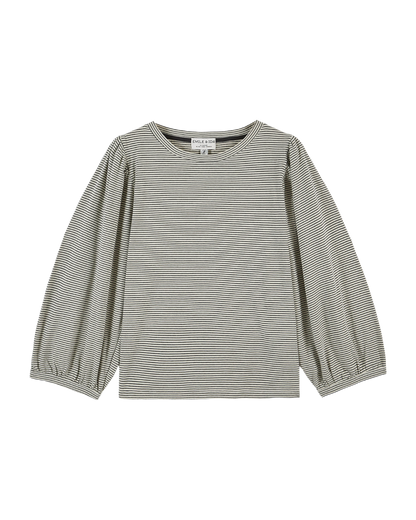 T-shirt coton bio rayures écru et noir
